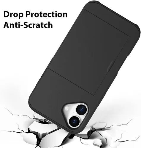 Vista 4 de ZIYE Funda tipo cartera para iPhone 16 Plus con tarjetero, antiarañazos de doble capa con bolsillo oculto, funda a prueba de golpes compatible