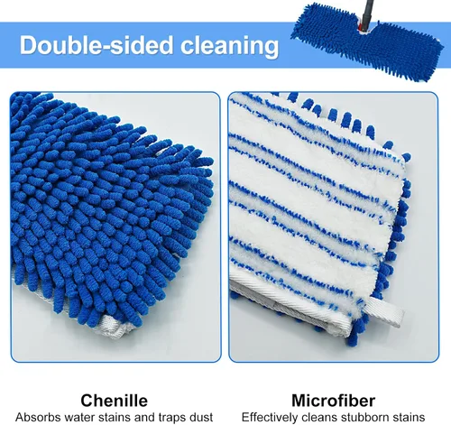 Vista 2 de Paquete de 3 cabezales de repuesto compatibles con la mopa Ocedar de microfibra de doble acción, repuestos de trapeador de doble cara con microfibra