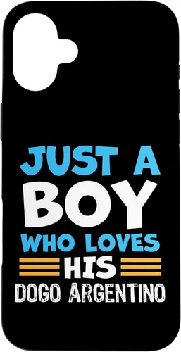 Vista 22 de Just a Boy who Loves his Dogo Argentino Case for iPhone 16