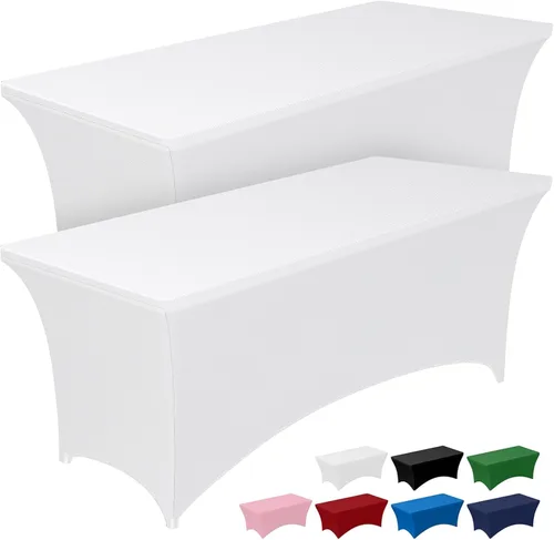 Vista 28 de Pureegg - Juego de 2 manteles de elastano ajustables de 1,2 m para mesas rectangulares, mantel elástico y sin arrugas para mesa de masajes, fiestas