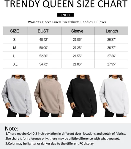 Vista 7 de Trendy Queen Sudaderas de gran tamaño para mujer, cuello alto, manga larga, sudaderas con capucha para otoño, ropa 2023