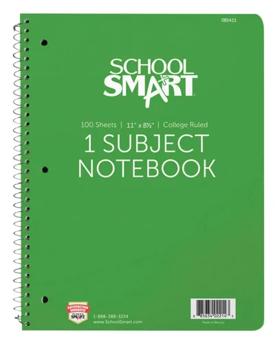 Vista 2 de School Smart Cuaderno de espiral no perforado de 1 materia, 100 hojas, 11 x 8-1/2 pulgadas