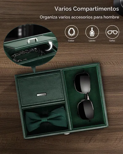 Vista 6 de VLANDO - Bobinadora doble para relojes automáticos con bandeja de joyas, color verde