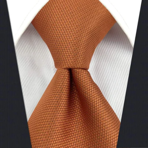 Vista 3 de SW SHLAX WING Corbata de boda para hombres Corbata y gemelos naranja calabaza extra larga