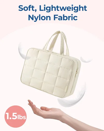 Vista 3 de Bolsa de viaje para artículos de aseo personal BAGSMART con organizador para joyas, bolsa de viaje colgante para artículos de tocador, organizador