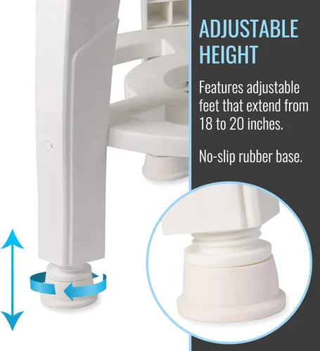 Vista 3 de HealthSmart Swivel Shower Stool Seat with Storage Shelf, Rotating Shower Chair for Bathtub, Tool-Free Assembly, White