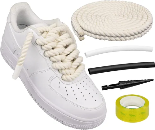 Vista 13 de Endoto Cordones de cuerda para Air Force 1, agujetas gruesas y voluminosas para zapatos deportivos AF Azul bebé