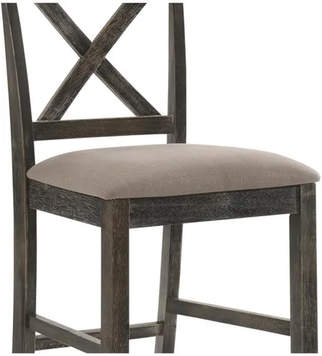 Vista 7 de Acme Martha II - Silla de altura de mostrador en lino bronceado y gris desgastado (juego de 2)