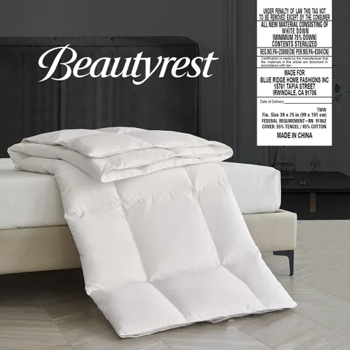 Vista 6 de Beautyrest Cubrecolchón de plumón blanco prémium con bandas de anclaje elásticas, potencia de relleno 650