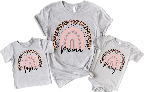 Vista 3 de Mini camisa Rainbow Mama, traje para mamá y bebé, camisa a juego para mamá, regalo para bebé, camisa familiar a juego, camisa familiar, Diseño 2