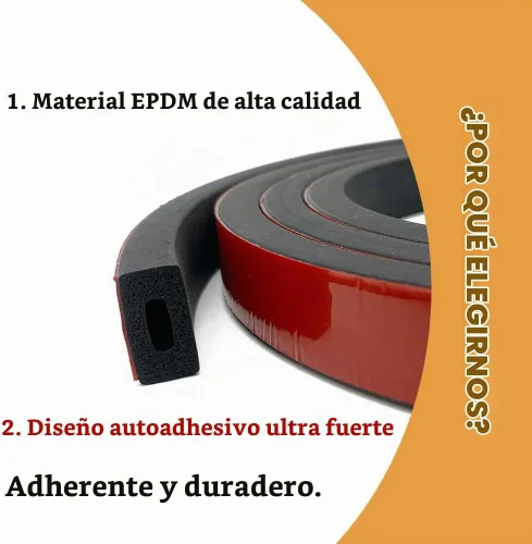 Vista 3 de Tira rectangular de goma de espuma, burlete de goma autoadhesivo, junta de goma para automóvil, barco, puerta de garaje, ventana, maquinaria y más