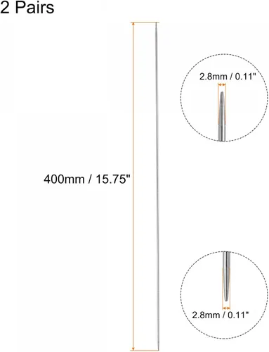 Vista 2 de uxcell Juego de 2 pares de agujas de tejer, 0.110 in de diámetro, 15.75 pulgadas de largo, acero inoxidable, agujas de suéter de doble punta