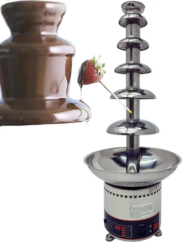 Vista 10 de Máquina de fuente de chocolate para fiesta, 4 niveles, acero inoxidable, fuente de chocolate caliente, fuente de cascada, fuente de fondue