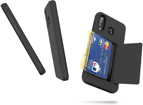 Vista 3 de Asuwish Funda compatible con Samsung Galaxy A21 y protector de pantalla de vidrio templado, accesorios de celda, soporte para tarjetas de crédito
