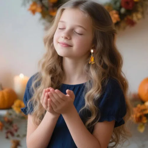 Vista 4 de Madison Tyler Thanksgiving Earrings for Women Cute Fall Pumpkin Jewelry Hoguera-Small