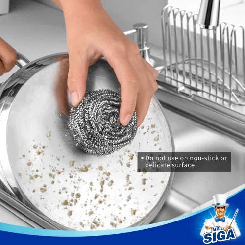 Vista 4 de MR.SIGA Estropajo de acero inoxidable, paquete de 6, 1.06 oz