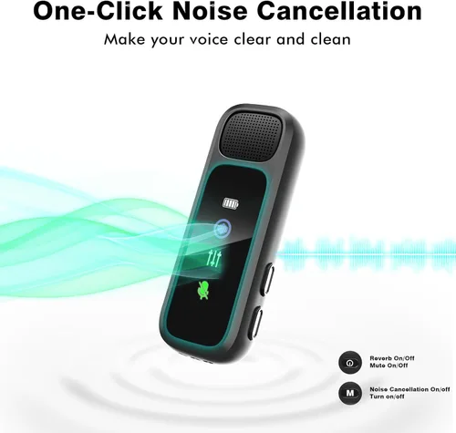 Vista 8 de Micrófono Lavalier inalámbrico para iPhone/Android - Mini micrófono dual con cancelación de ruido con funda de carga (30H), micrófono de clip