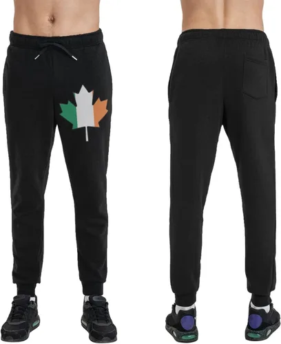 Vista 6 de Irish Flag Canada Maple Leaf Men's Casual Yoga Sweatpants Workout Athletic Elastic Waist Pants Outdoor Jogger Pants Black
