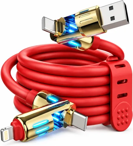 Vista 17 de MFish Cable de carga rápida 4 en 1 de 240 W, negro, 3.3 pies