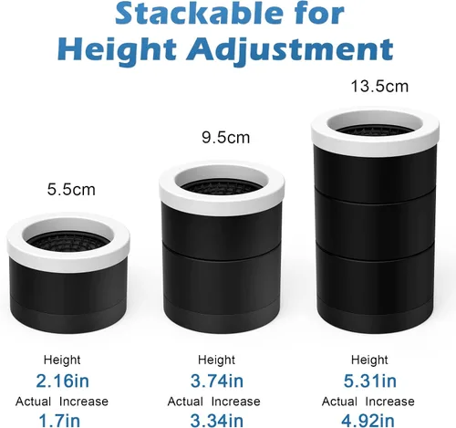 Vista 5 de SEISSO Elevadores redondos para muebles (juego de 4), elevadores de muebles resistentes de 3.7 pulgadas, elevadores de cama ajustables para sofá