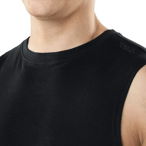 Vista 5 de TSLA Paquete de 1 o 3 camisetas sin mangas para correr para hombre, camisetas atléticas de rendimiento muscular, Dry Fit para entrenamiento