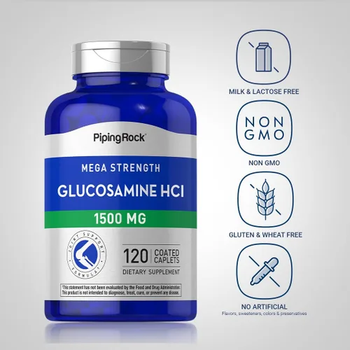 Vista 3 de Piping Rock Glucosamina HCL 1500mg 120 comprimidos Mega fuerza Suplemento sin OMG y sin gluten