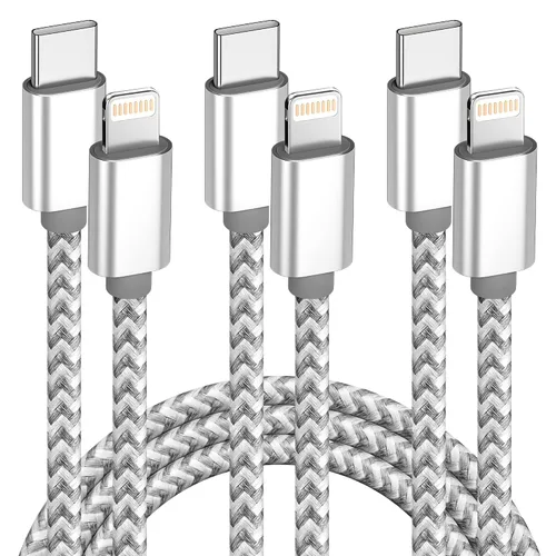 Vista 8 de MenoSupp Paquete de 3 cables USB C a Lightning de 6 pies de carga rápida para iPhone de carga rápida tipo C a Lightning para iPhone 14 13 12 11 Pro