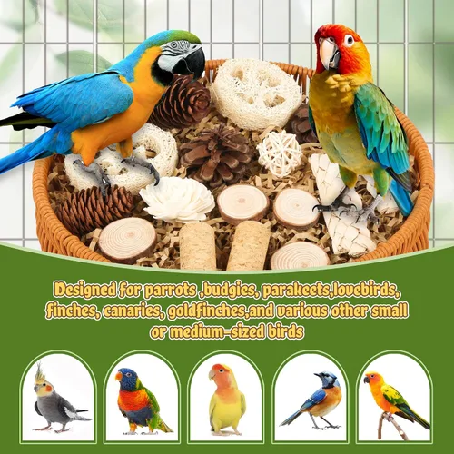 Vista 10 de Juguetes para pájaros Juguetes naturales para aves que forrajan