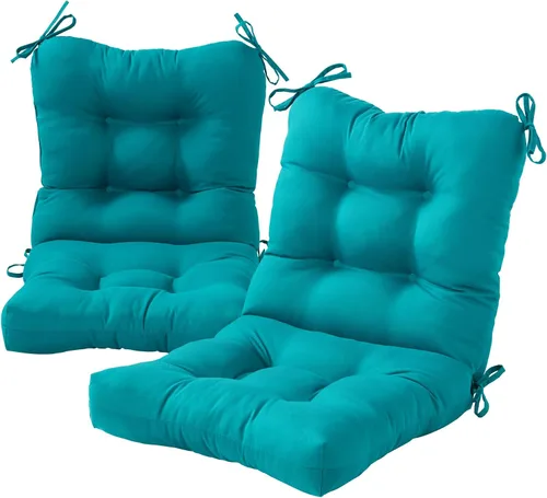 Vista 22 de Cojines para silla de exterior con bisagras, diseño de una sola pieza, cojín reversible para asiento y respaldo de patio con lazos, tela de Aloha