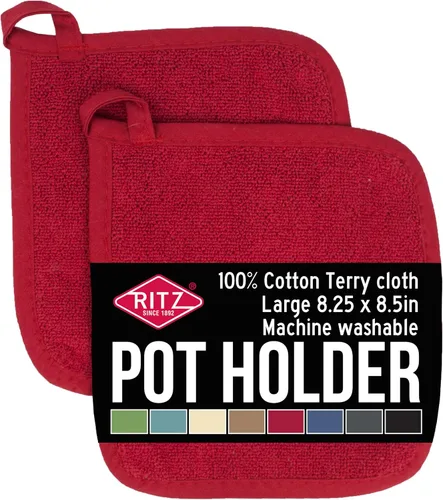 Vista 15 de RITZ Guante de olla y protector térmico de rizo: Resistente al calor sin igual, duradero 100% algodón – Diseñado ergonómicamente para un agarre