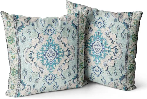 Vista 16 de Snycler Fundas de Almohada Decorativas Bohemias 16x16 pulgadas Juego de 2 Patrón de Alfombra Bohemia de Doble Cara Algodón Suave Funda de Cojín