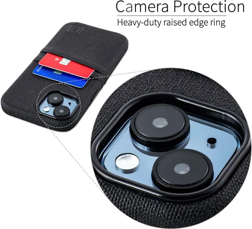 Vista 8 de Dockem Funda para tarjetas para iPhone 15 con placa de metal integrada para montaje magnético y 2 bolsillos para tarjetas: Cartera Luxe M2, piel