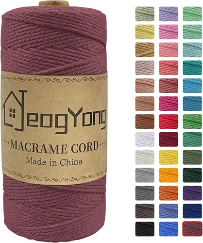 Vista 11 de JeogYong Cuerda de macramé de 0.078 pulgadas x 218 yardas, cuerda de algodón natural torcida de 3 hebras, cuerda de algodón de color para colgar