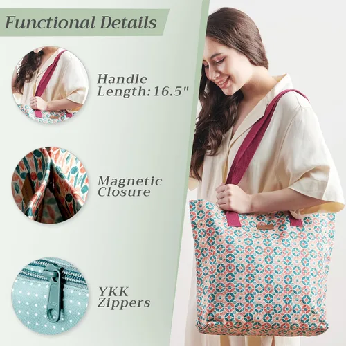 Vista 4 de Maison d' Hermine - Bolsa de lona de algodón reutilizable para mujeres, con asa para el hombro, bolsas a granel para compras y viajes