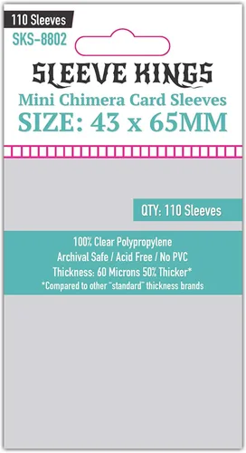 Vista 42 de Sleeve Kings Fundas para tarjetas estándar, 110 unidades, transparentes de 60 micrones de grosor, tamaño mini (1.575 x 3.504 in), compatibles