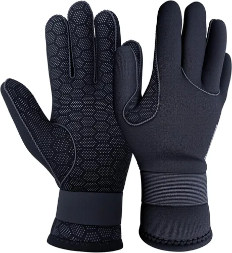 Vista 7 de Neoprene Gloves, 3mm Anti-Slip Diving Gloves Waterproof Wetsuit Gloves for Scuba Fishing Kayaking Surfing Swimming