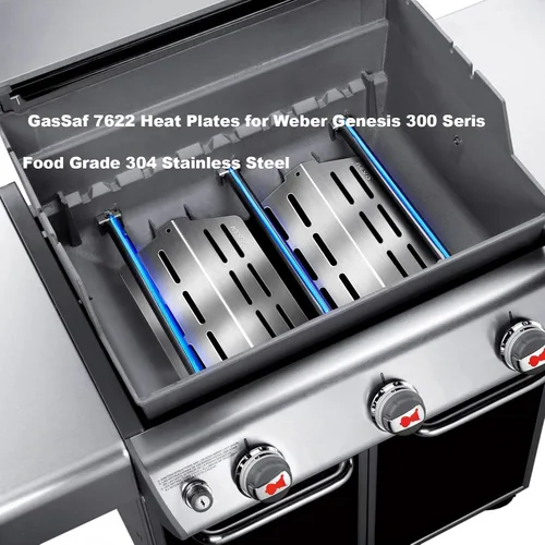Vista 4 de GasSaf Deflector de calor para parrillas Weber Genesis 7622, placas de calor para parrillas Genesis 300, E/S-310, E/S-320, E/S-330, paquete de 2