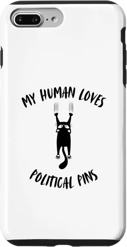 Vista 12 de iPhone 16 My Human Loves Political Pins - Cat Parent Hobby Lover Case
