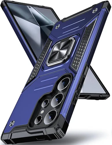 Vista 117 de DASFOND Diseñada para funda Galaxy S8 con soporte, anillo metálico giratorio mejorado de 360°, soporte kickstand de grado militar, resistente a