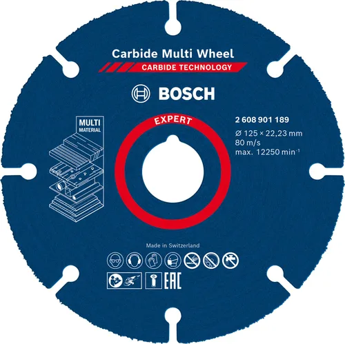 Vista 8 de Bosch Profesional 1x Expert Carburo Multi Rueda X-LOCK Disco de corte (para madera dura, Ø 4.528 in, accesorios amoladora angular pequeña)