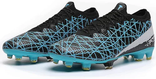 Vista 2 de Indoor Soccer Shoes for Mens Womens Turf Soccer Cleats for Kids Big Boys High Ankle Football Boots AG FG TF Training Sneakers