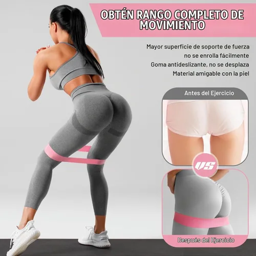 Vista 4 de Hollowfly 12 bandas de ejercicio de látex para entrenamiento de glúteos, bandas de ejercicio elásticas antideslizantes para piernas, sentadillas