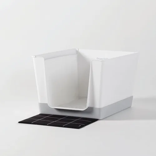 Vista 11 de DoggyBathroom - Orinal para perros de interior con paredes altas y entrada baja para perros pequeños, soporte vertical, protector contra Negro