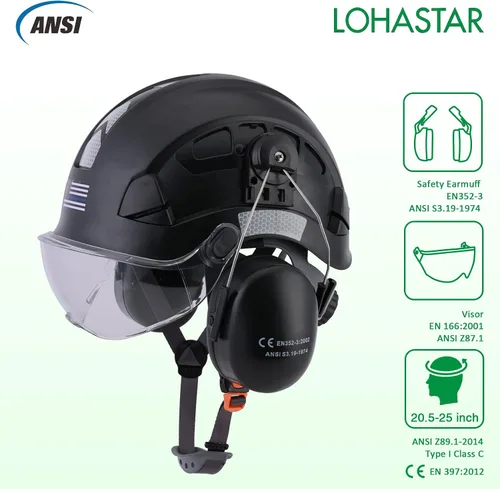 Vista 3 de Safety Helmet Hard Hat with Visor and Hearing Protection Vented ANSI Z89.1 Approved Work Helmet for Forestry Chainsaw Arborist Logging Helmet