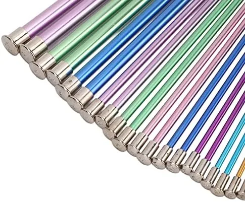 Vista 9 de Juego de 10 pares de agujas de tejer de un solo punto, rectas, agujas de tejer de aluminio en varios tamaños