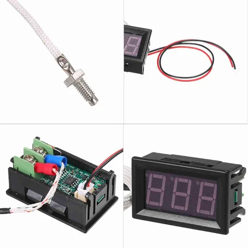 Vista 4 de Fafeicy Industrial Digital Thermometer, K Type Thermocouple Probe with LED Display, -30 to 800 Celsius, Perfect for Water Heater and Industrial Blue