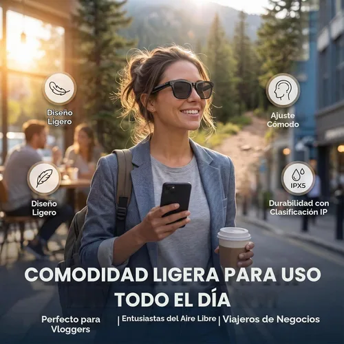 Vista 9 de Lentes inteligentes AI con cámara, gafas de cámara HD de 8 MP