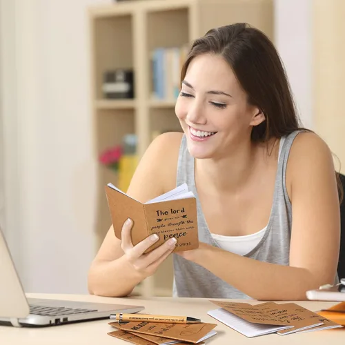 Vista 5 de Funrous 32 bolígrafos con cita motivacional, bloc de notas inspiradoras, mini diario con bolígrafo, cuadernos pequeños, regalo para hombres