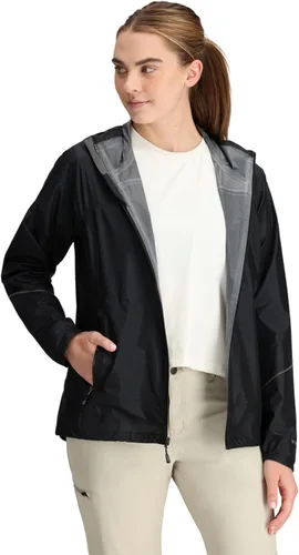 Vista 5 de Outdoor Research Chaqueta de lluvia de helio para mujer, color negro, S, Negro