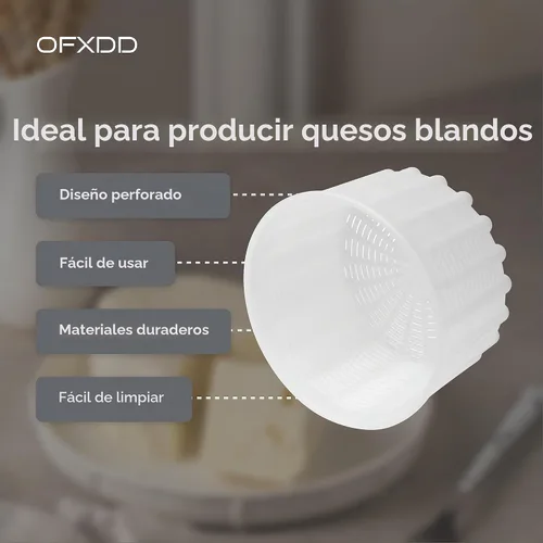Vista 3 de Molde de queso para hacer queso suave de 20 onzas – Molde de plástico para hacer queso ricotta, queso feta y camembert – Suministros reutilizables